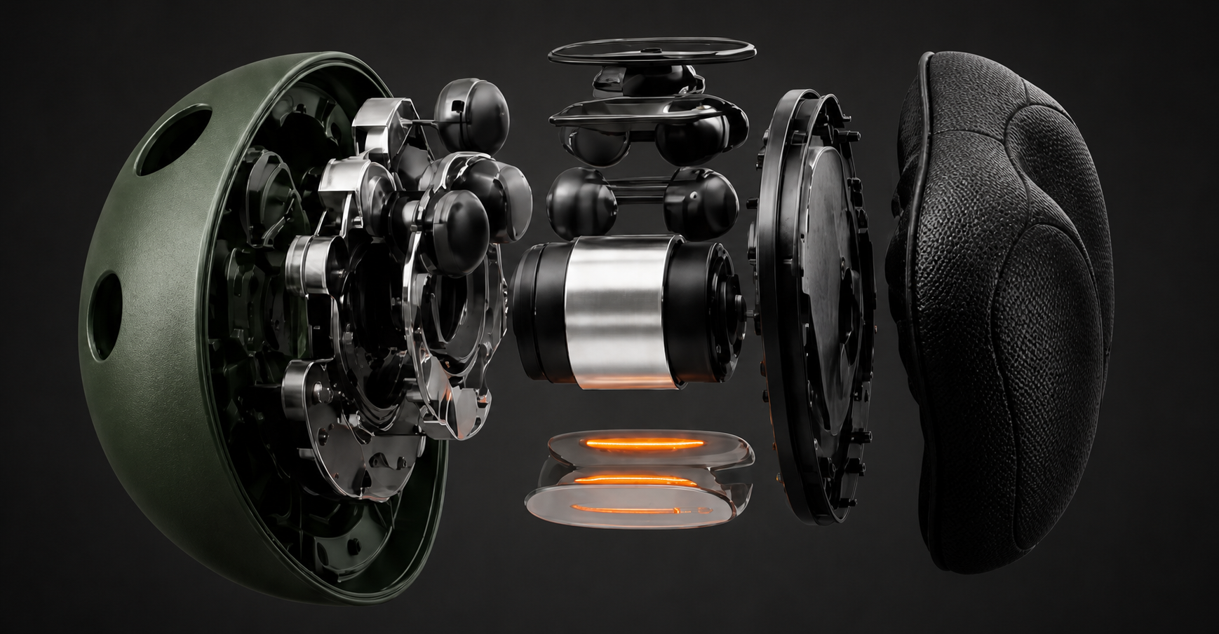Exploded view of Byandmo massage technology